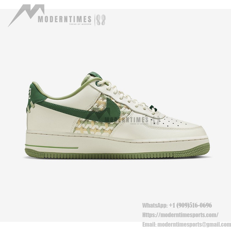 Nike Air Force 1 Low "NAI-KE" FN0369-100 - Cream and Green Woven Sneaker