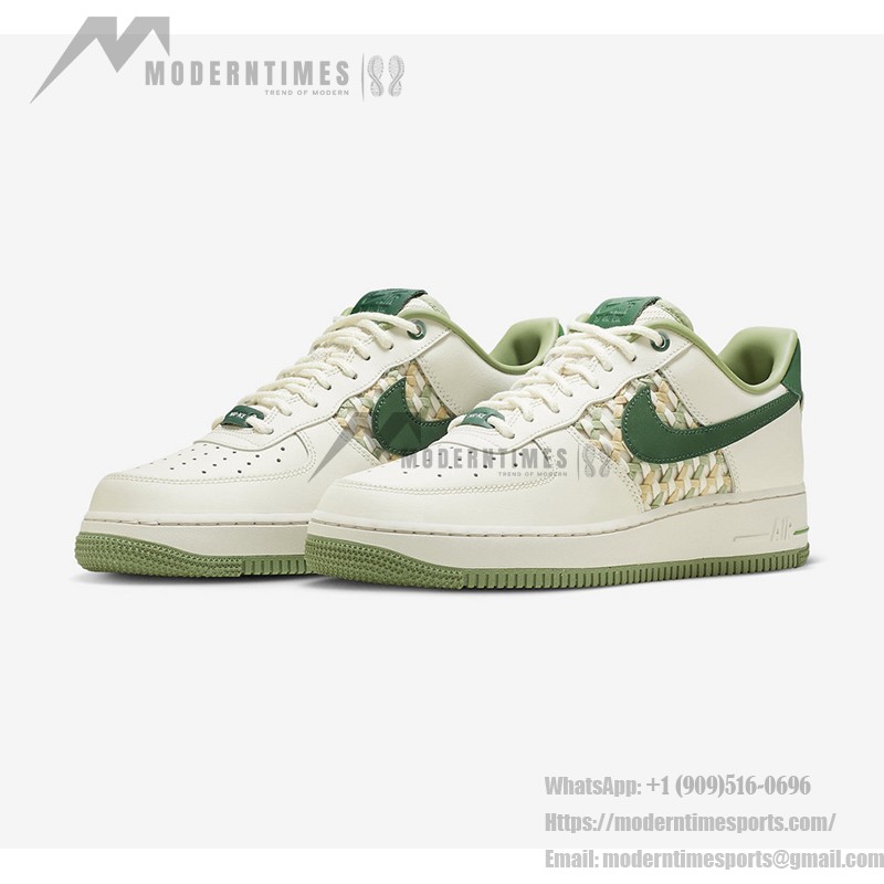 Nike Air Force 1 Low "NAI-KE" FN0369-100 - Cream and Green Woven Sneaker