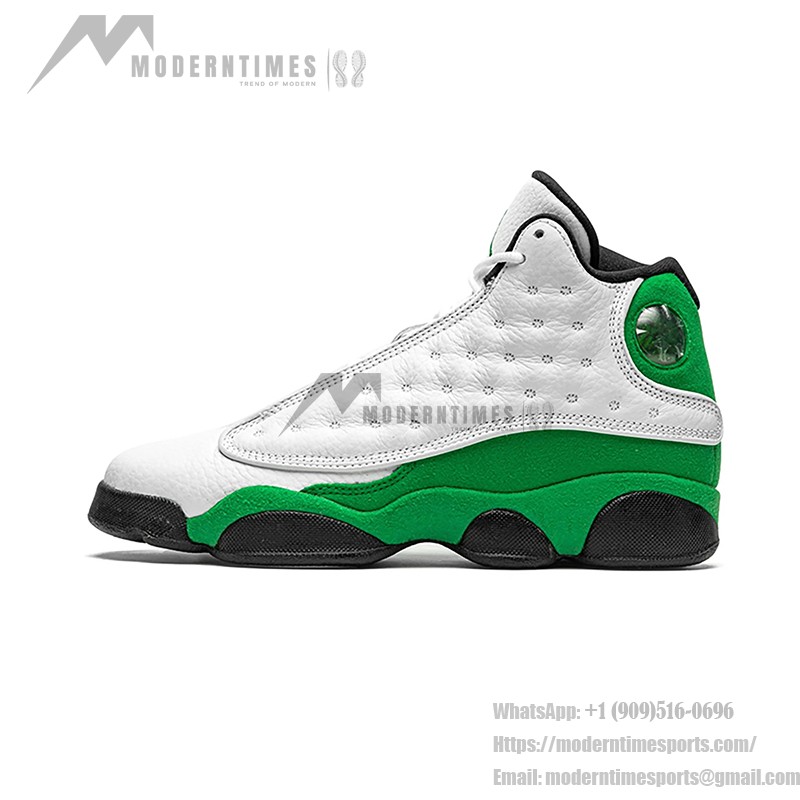 Air Jordan 13 Retro DB6537-113 "Lucky Green" Basketball Sneakers in White, Green, and Black