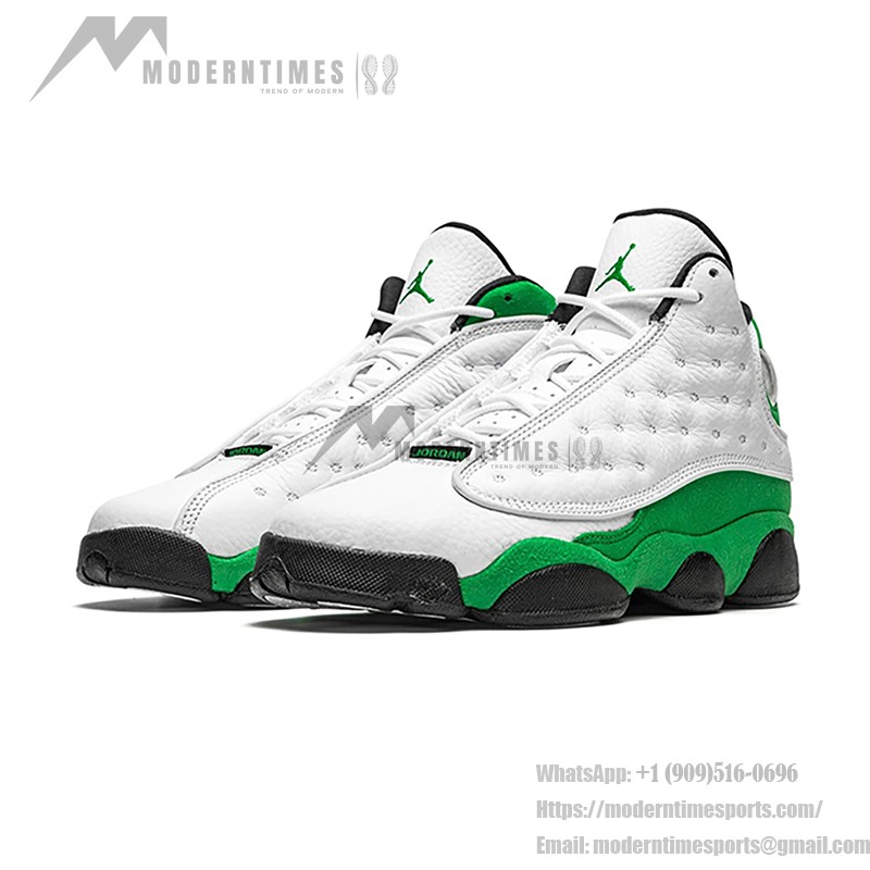 Air Jordan 13 Retro DB6537-113 "Lucky Green" Basketball Sneakers in White, Green, and Black