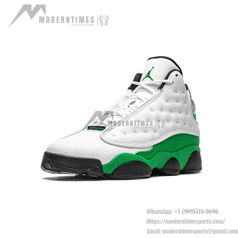 Air Jordan 13 Retro DB6537-113 "Lucky Green" Basketball Sneakers in White, Green, and Black