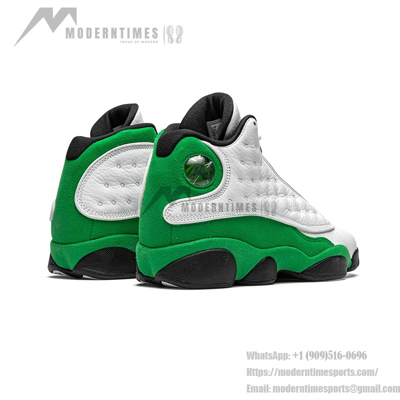 Air Jordan 13 Retro DB6537-113 "Lucky Green" Basketball Sneakers in White, Green, and Black