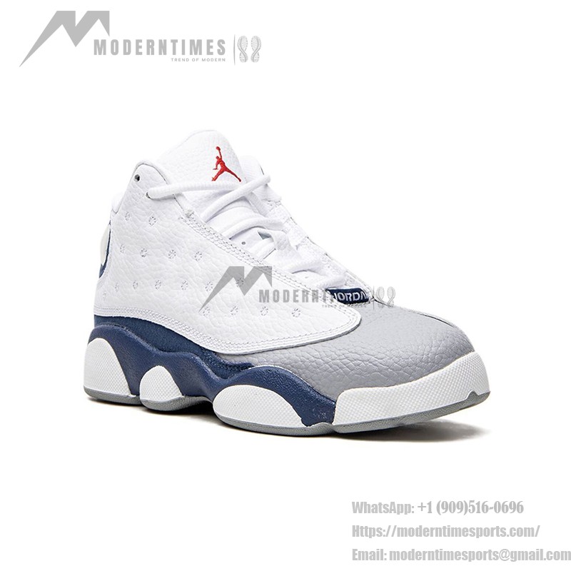 Air Jordan 13 Retro "French Blue" 414571-164 Basketball Sneakers in White, Grey, and Blue