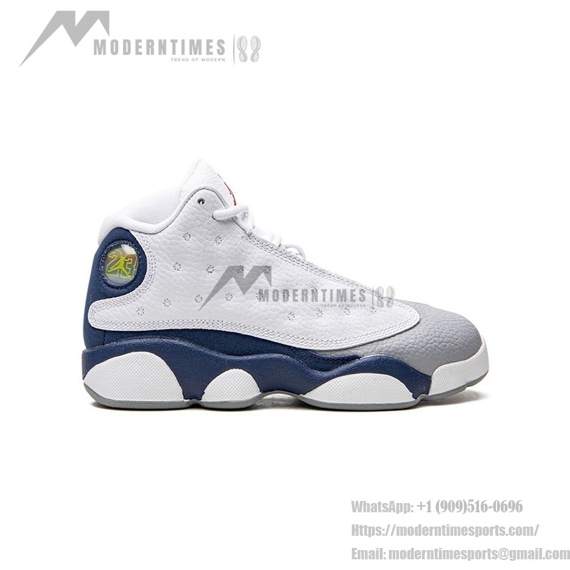 Air Jordan 13 Retro "French Blue" 414571-164 Basketball Sneakers in White, Grey, and Blue