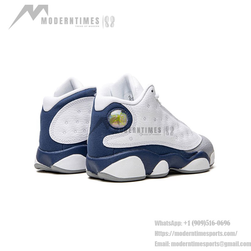 Air Jordan 13 Retro "French Blue" 414571-164 Basketball Sneakers in White, Grey, and Blue