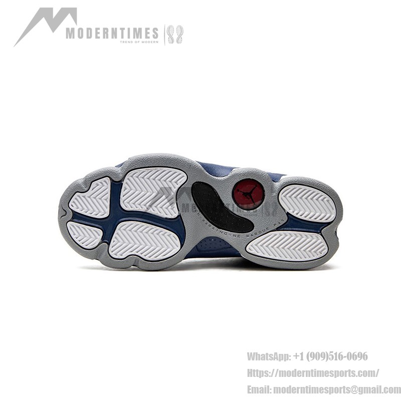 Air Jordan 13 Retro "French Blue" 414571-164 Basketball Sneakers in White, Grey, and Blue