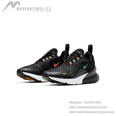  Nike Air Max 270 Black Flash Crimson AH6789-023 - Black Sneakers with Multi-Color Accents and Iconic Air Max Comfort