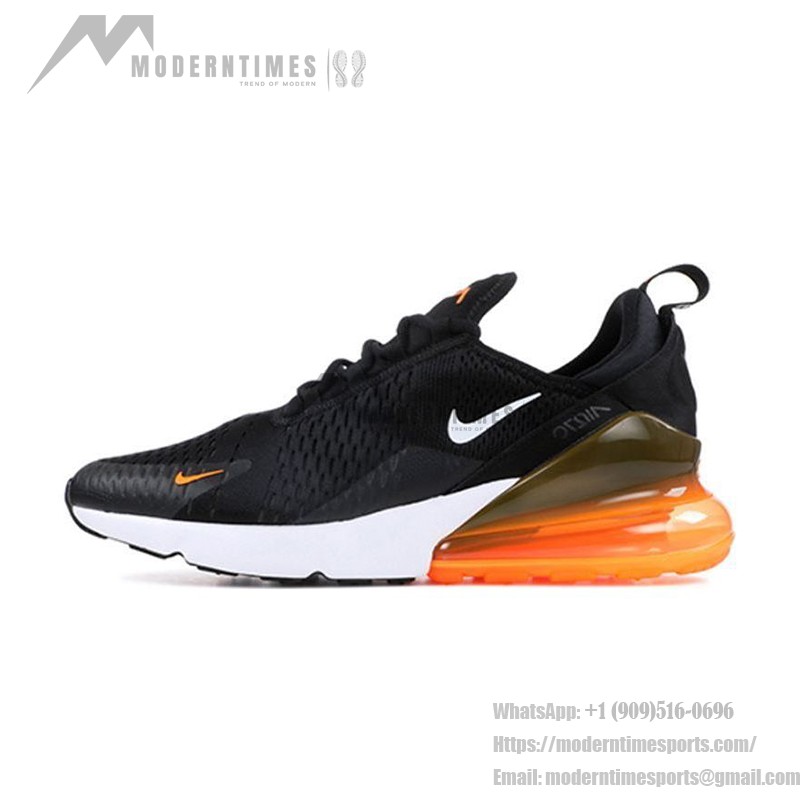 Nike Air Max 270 블랙 오렌지 스니커즈 - 강렬하고 세련된 디자인