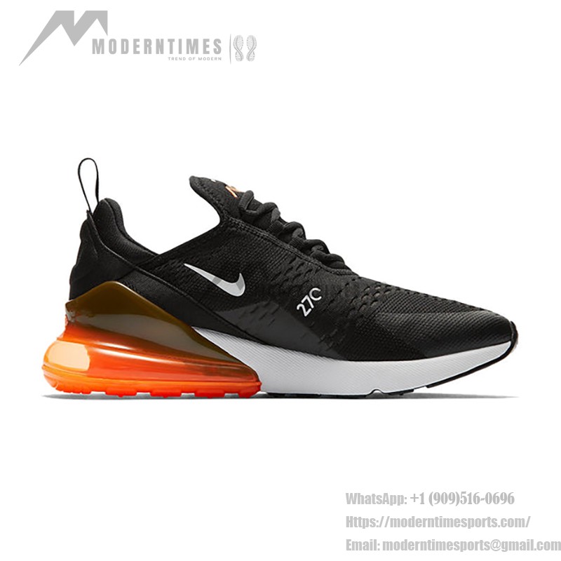 Nike Air Max 270 블랙 오렌지 스니커즈 - 강렬하고 세련된 디자인