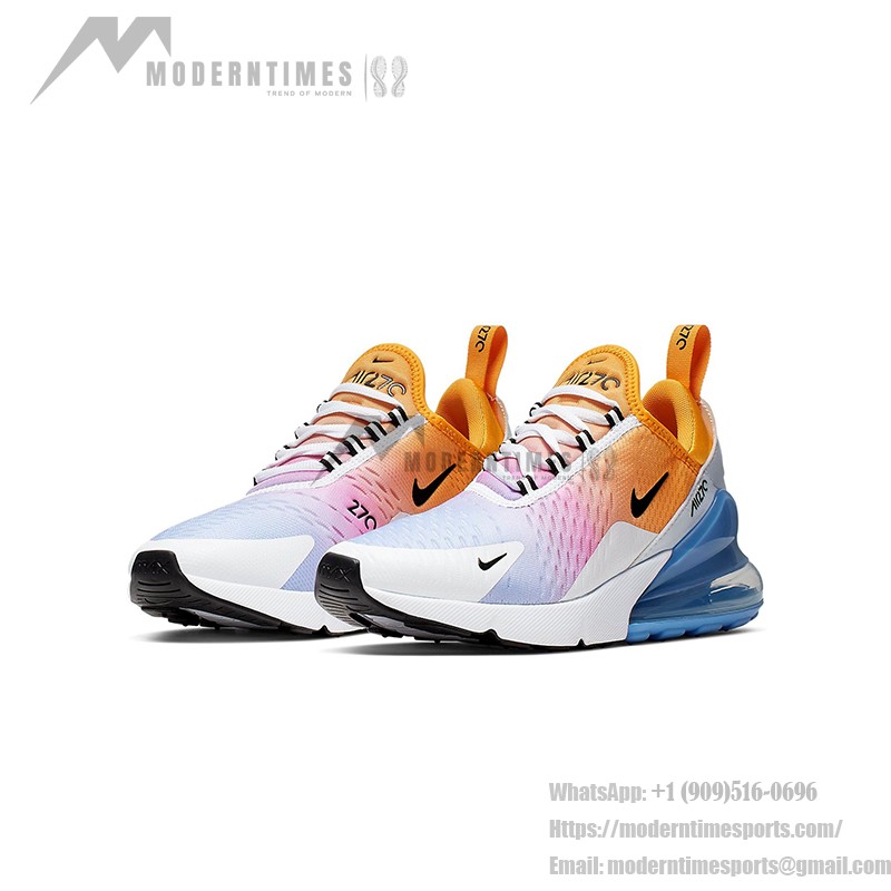 Nike Air Max 270 University Gold Sneakers - Gradient Gold, Orange, and Blue