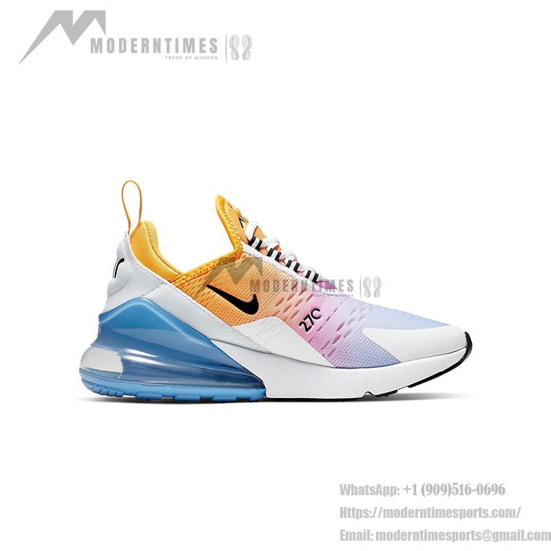 Nike Air Max 270 University Gold Sneakers - Gradient Gold, Orange, and Blue