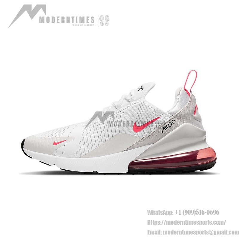 Nike Air Max 270 White Light Fusion Red Sneakers with Red Accents