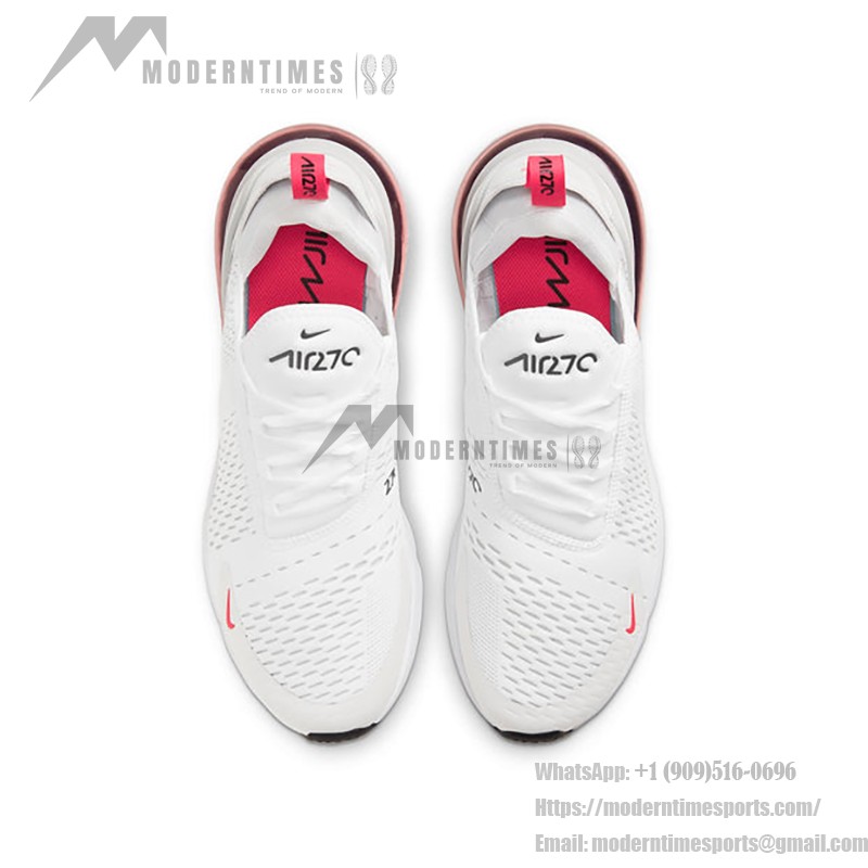 Nike Air Max 270 White Light Fusion Red Sneakers with Red Accents