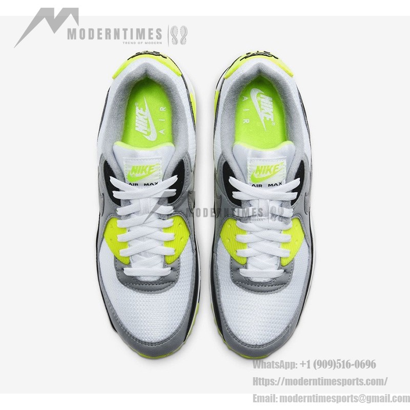 Nike Air Max 90 '30th Anniversary Volt' CD0881-103 featuring Volt accents on a grey and white base