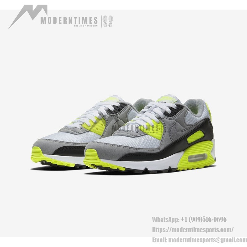 Nike Air Max 90 '30th Anniversary Volt' CD0881-103 featuring Volt accents on a grey and white base