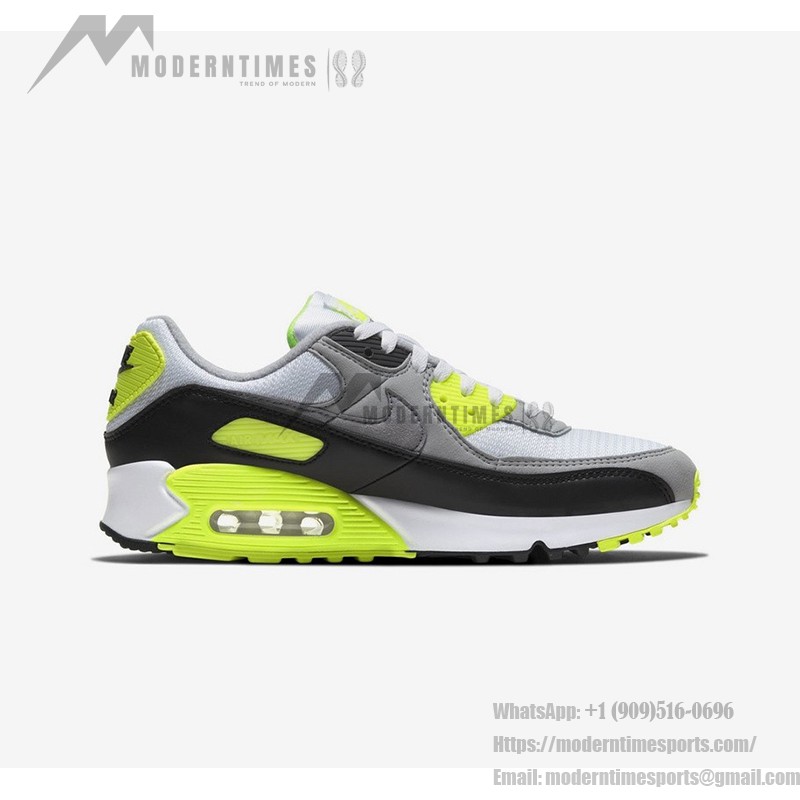 Nike Air Max 90 '30th Anniversary Volt' CD0881-103 featuring Volt accents on a grey and white base