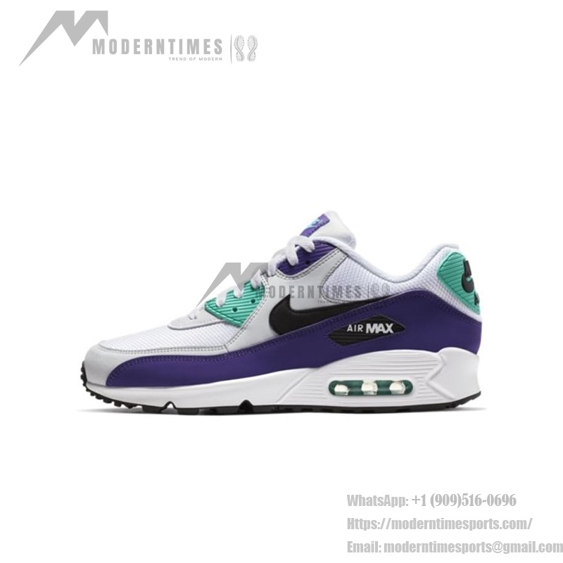 Nike Air Max 90 AJ1285-103 - White with Purple and Teal Highlights