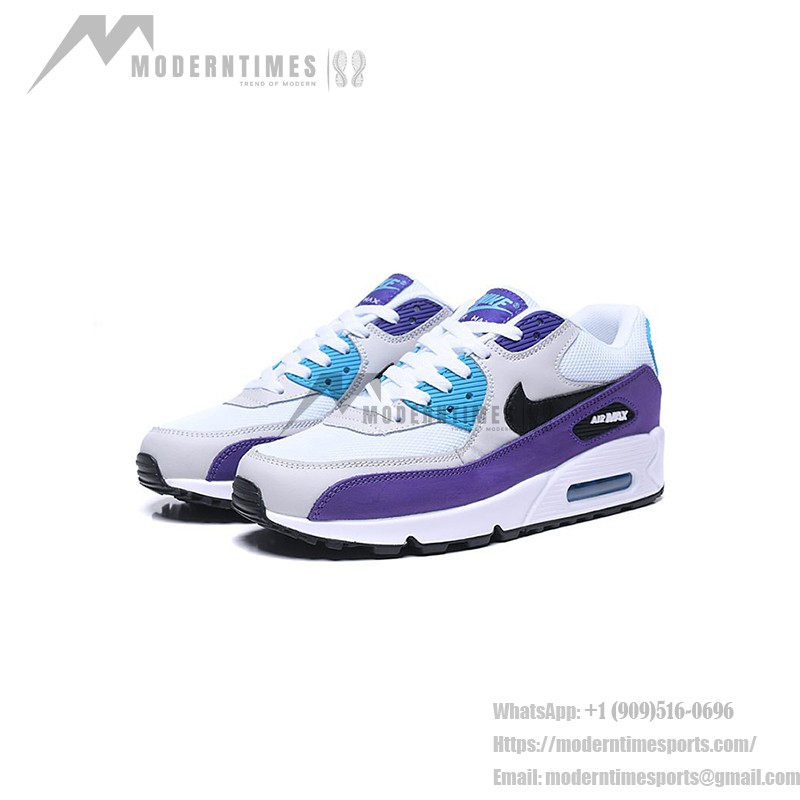 Nike Air Max 90 AJ1285-103 - White with Purple and Teal Highlights