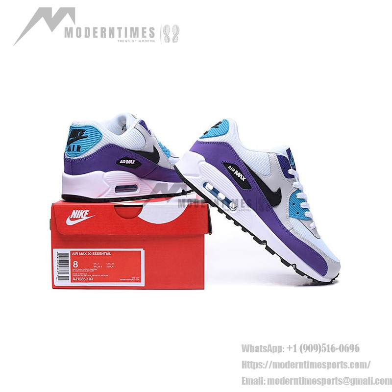 Nike Air Max 90 AJ1285-103 - White with Purple and Teal Highlights