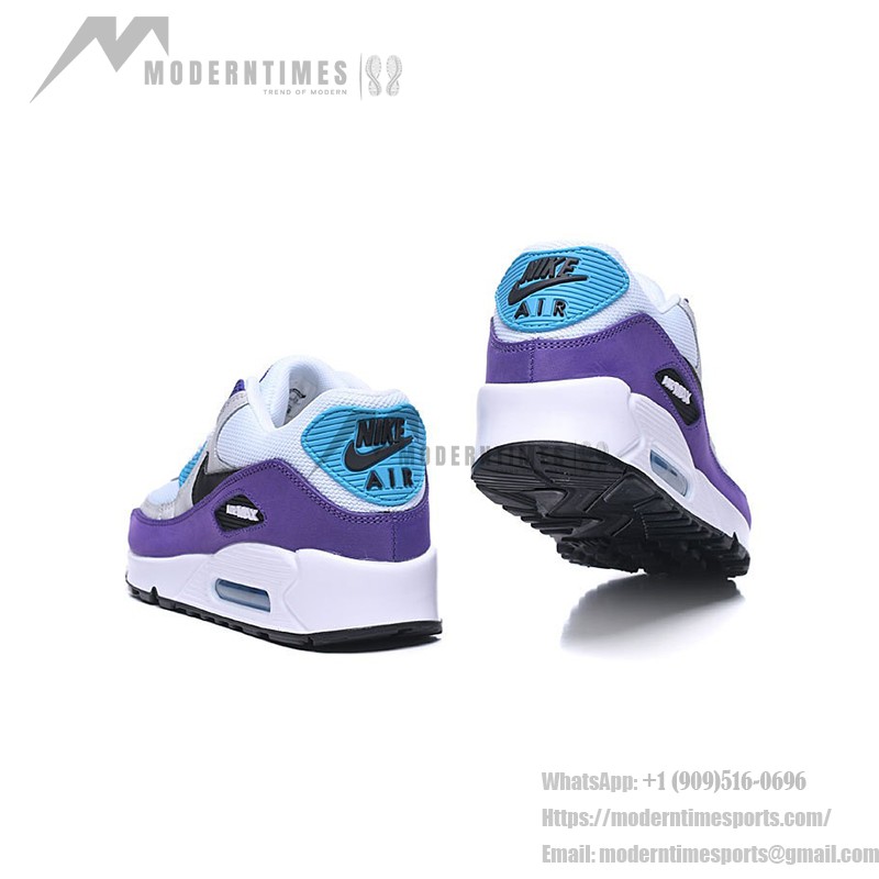 Nike Air Max 90 AJ1285-103 - White with Purple and Teal Highlights