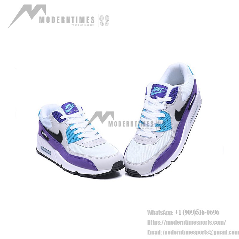 Nike Air Max 90 AJ1285-103 - White with Purple and Teal Highlights