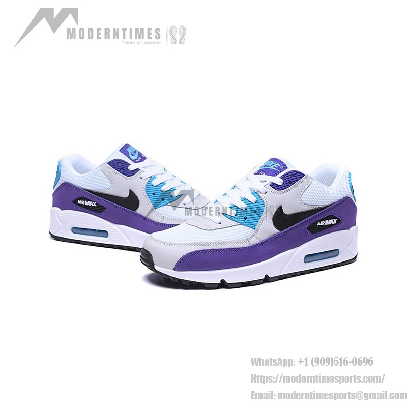 Nike Air Max 90 AJ1285-103 - White with Purple and Teal Highlights