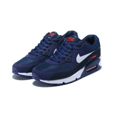 Nike Air Max 90 AJ1285-403 - Deep Navy with White Swoosh & Red Accents | Iconic Design & Everyday Comfort