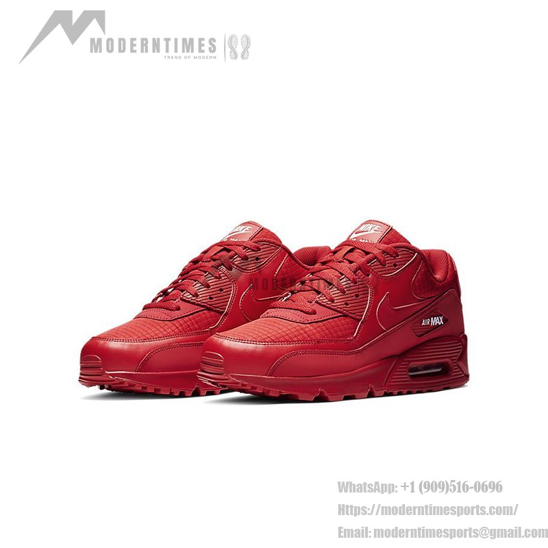 Nike Air Max 90 AJ1285-602 All-Red Sneakers with Textured Finish