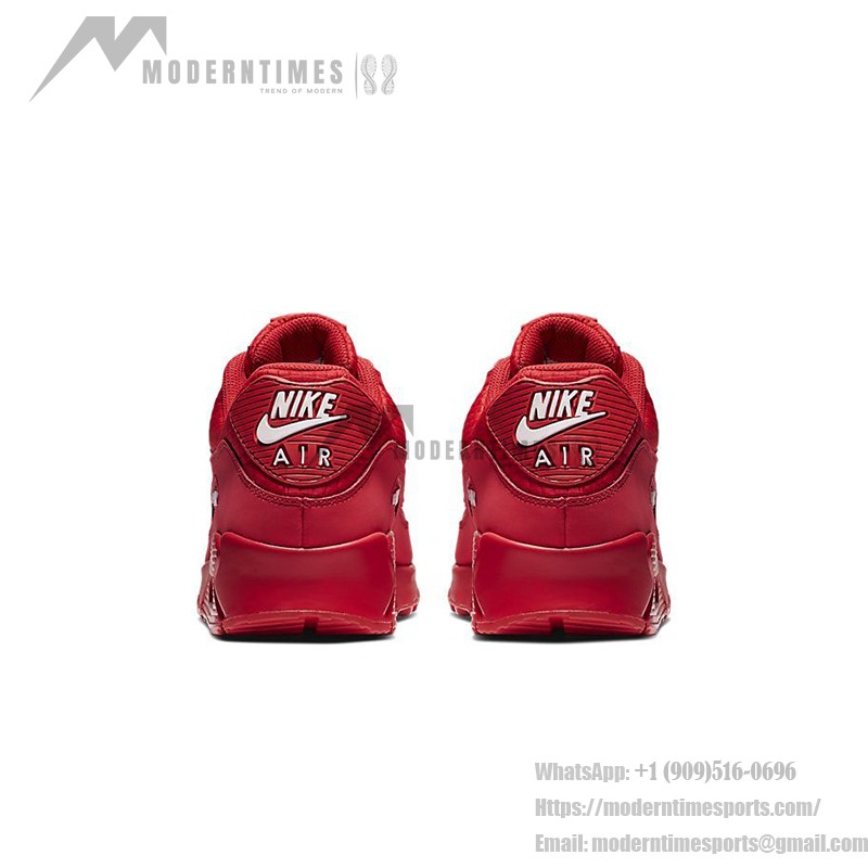 Nike Air Max 90 AJ1285-602 All-Red Sneakers with Textured Finish