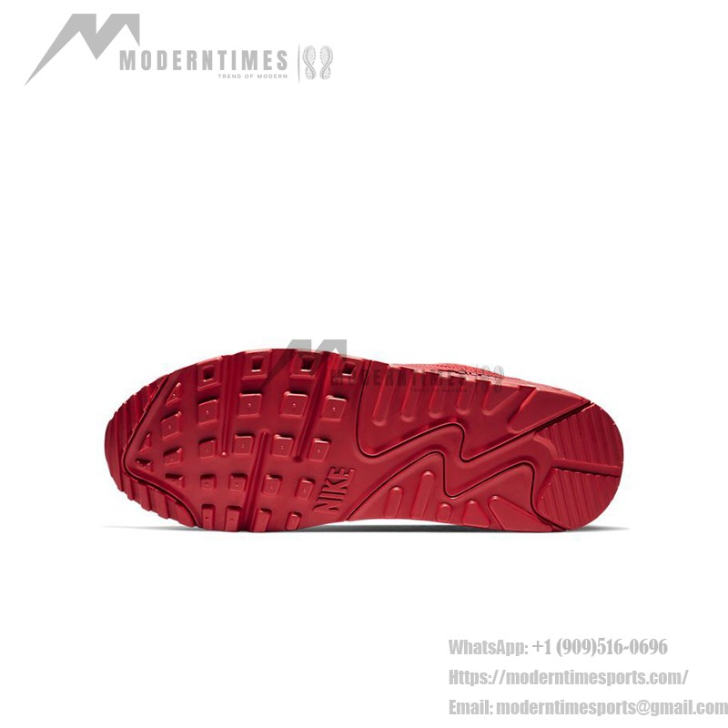 Nike Air Max 90 AJ1285-602 All-Red Sneakers with Textured Finish