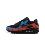 Nike Air Max 90 DJ6888-001 - Black sneakers featuring red and blue tie-dye overlays