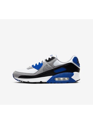 Nike Air Max 90 CD0881-102 - 화이트, 블랙 & 블루 스니커즈 그레이 오버레이 디자인 | 아이코닉 스타일 & 일상적 편안함