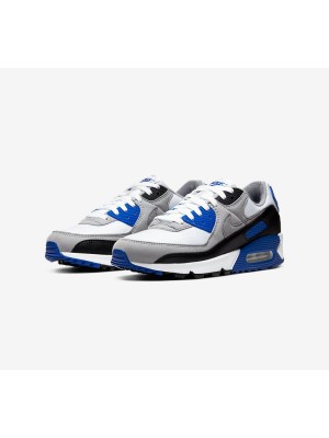 Nike Air Max 90 CD0881-102 - 화이트, 블랙 & 블루 스니커즈 그레이 오버레이 디자인 | 아이코닉 스타일 & 일상적 편안함