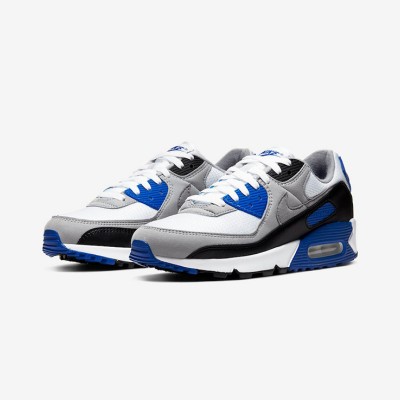 Nike Air Max 90 CD0881-102 - White, Black & Blue Sneakers with Grey Overlays | Iconic Design & Everyday Comfort