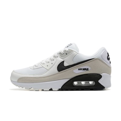 Nike Air Max 90 CW7483-100 - White & Light Grey Sneakers with Black Swoosh | Iconic Comfort & Timeless Style