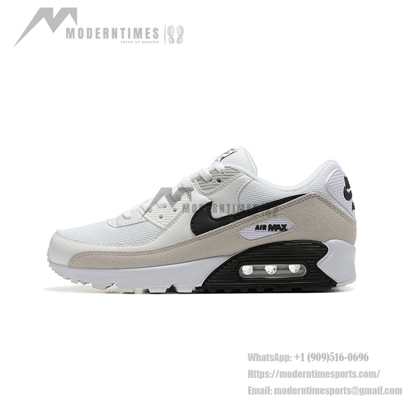 Nike Air Max 90 CW7483-100 - White and Light Grey Sneakers with Black Swoosh