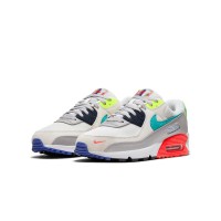 Nike Air Max 90 DA5562-001 - Grey Sneakers with Teal, Neon Green & Red Accents | Bold & Modern Design for Everyday Comfort