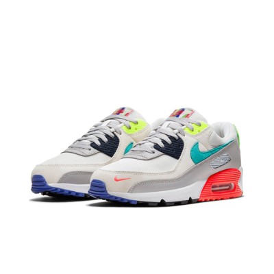 Nike Air Max 90 DA5562-001 - Grey Sneakers with Teal, Neon Green & Red Accents | Bold & Modern Design for Everyday Comfort