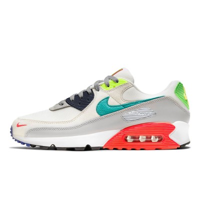 Nike Air Max 90 DA5562-001 - Grey Sneakers with Teal, Neon Green & Red Accents | Bold & Modern Design for Everyday Comfort