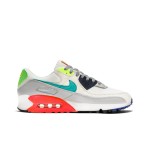 Nike Air Max 90 DA5562-001 - Grey sneakers with teal, neon green, and red accents showcasing bold design and comfort