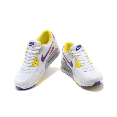 Nike Air Max 90 DA8726-100 - White Sneakers with Vibrant Yellow, Purple & Red Accents | Iconic Style & Comfort