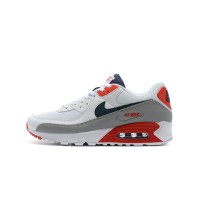 Nike Air Max 90 DB0625-101 - White Sneakers with Grey, Red & Navy Accents | Timeless Comfort & Style