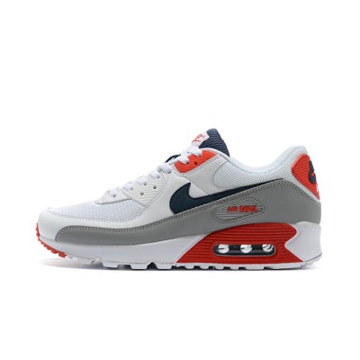 Nike Air Max 90 DB0625-101 - White Sneakers with Grey, Red & Navy Accents | Timeless Comfort & Style