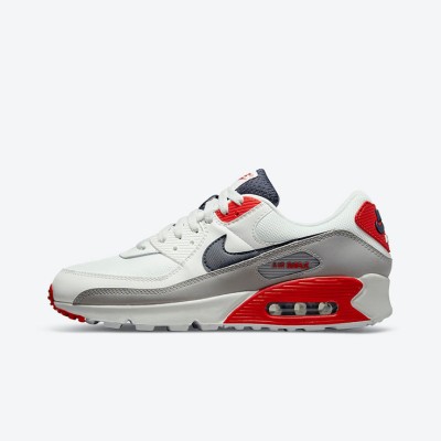 Nike Air Max 90 DB0625-101 - White Sneakers with Red & Navy Accents | Timeless Style & Everyday Comfort