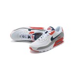 Nike Air Max 90 DB0625-101 - White Sneakers with Grey, Red, and Navy Accents