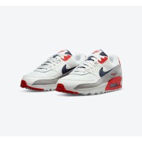 Nike Air Max 90 DB0625-101 - White Sneakers with Red & Navy Accents | Timeless Style & Everyday Comfort