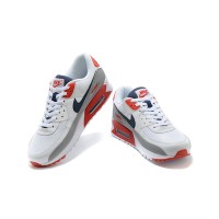 Nike Air Max 90 DB0625-101 - White Sneakers with Grey, Red & Navy Accents | Timeless Comfort & Style