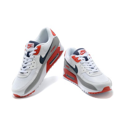 Nike Air Max 90 DB0625-101 - White Sneakers with Grey, Red & Navy Accents | Timeless Comfort & Style