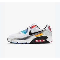 Nike Air Max 90 DC0835-101 - "Pixel" Edition | White Sneakers with Multicolor Accents & Digital-Style Swoosh