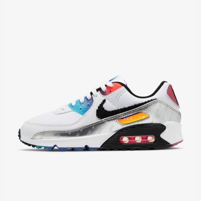 Nike Air Max 90 DC0835-101 - "Pixel" Edition | White Sneakers with Multicolor Accents & Digital-Style Swoosh